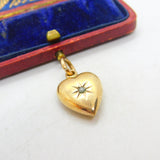 Victorian 9ct Gold Cased Seed Pearl Heart Charm or Pendant Antique c1890