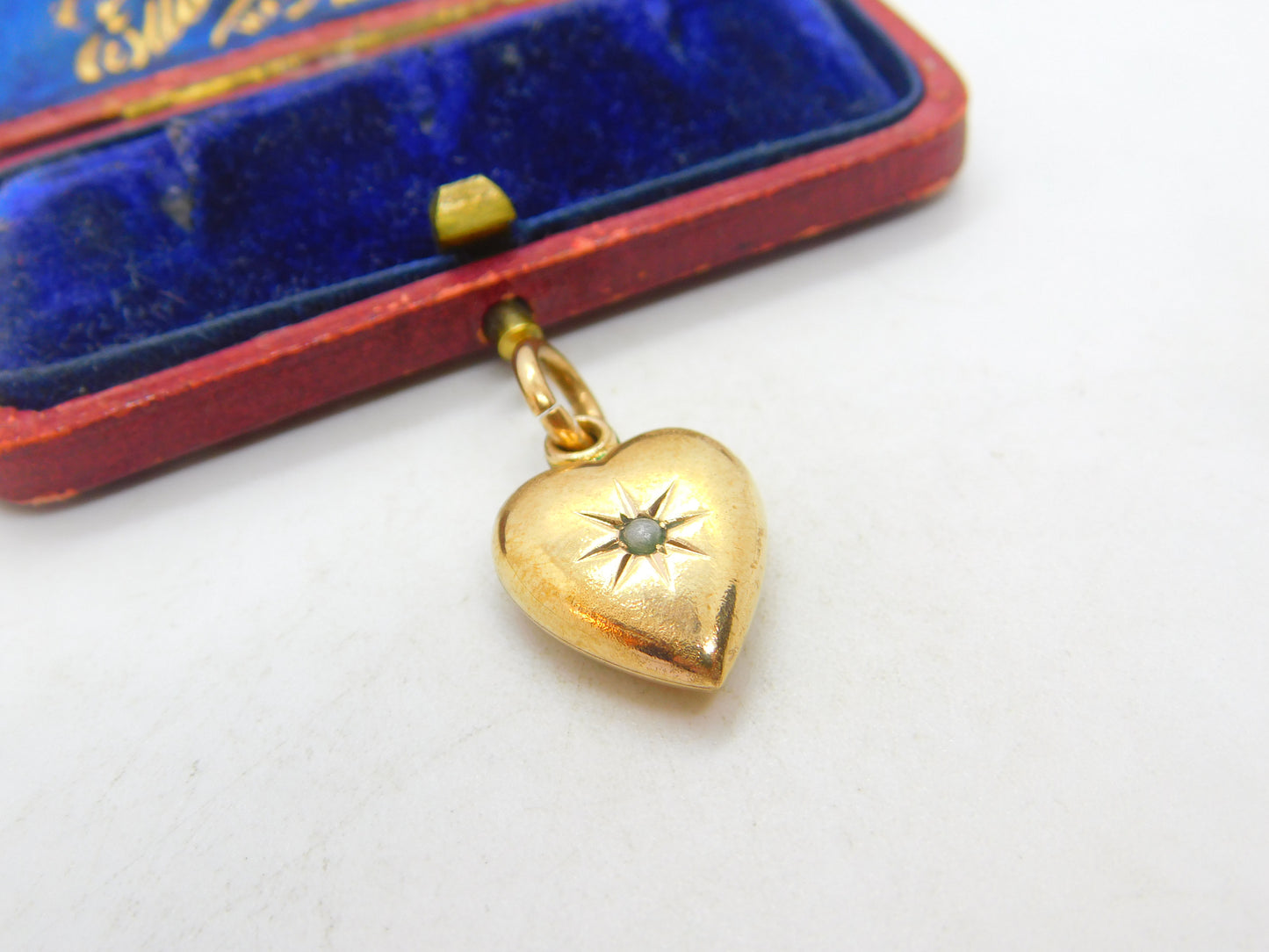 Victorian 9ct Gold Cased Seed Pearl Heart Charm or Pendant Antique c1890