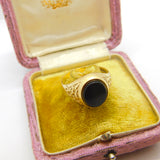9ct Yellow Gold Onyx Set Signet Ring 1980 London Vintage Size X UK