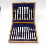 Edwardian Boxed 12 Piece Sterling Silver Tea Cutlery Canteen Antique 1905