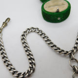 Victorian Sterling Silver Double Albert Watch Chain Antique c1890