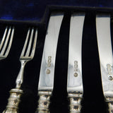 Edwardian Boxed 12 Piece Sterling Silver Tea Cutlery Canteen Antique 1905