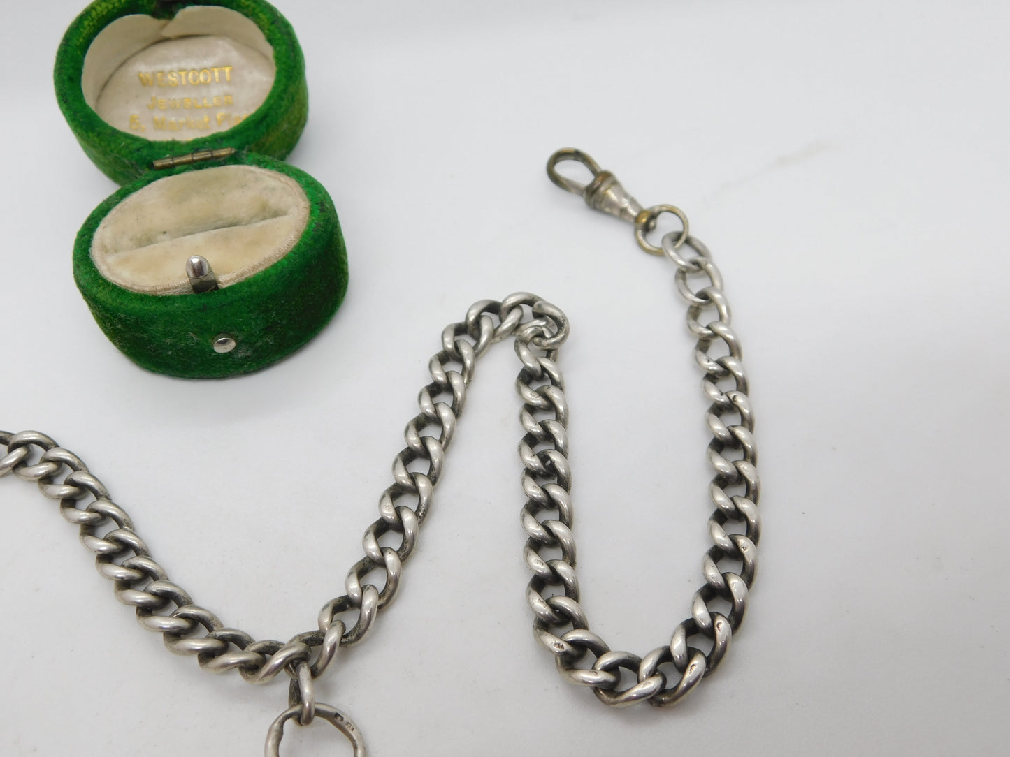 Victorian Sterling Silver Double Albert Watch Chain Antique c1890