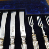 Edwardian Boxed 12 Piece Sterling Silver Tea Cutlery Canteen Antique 1905