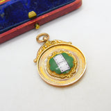 9ct Rose Gold & Enamel 'Dominoes Club' Fob Medal 1927 Chester Antique