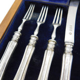 Edwardian Boxed 12 Piece Sterling Silver Tea Cutlery Canteen Antique 1905