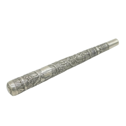 19th Century Anglo-Indian Colonial Sterling Silver Parasol or Fly Swat Handle Antique c1880