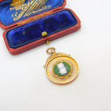 9ct Rose Gold & Enamel 'Dominoes Club' Fob Medal 1927 Chester Antique