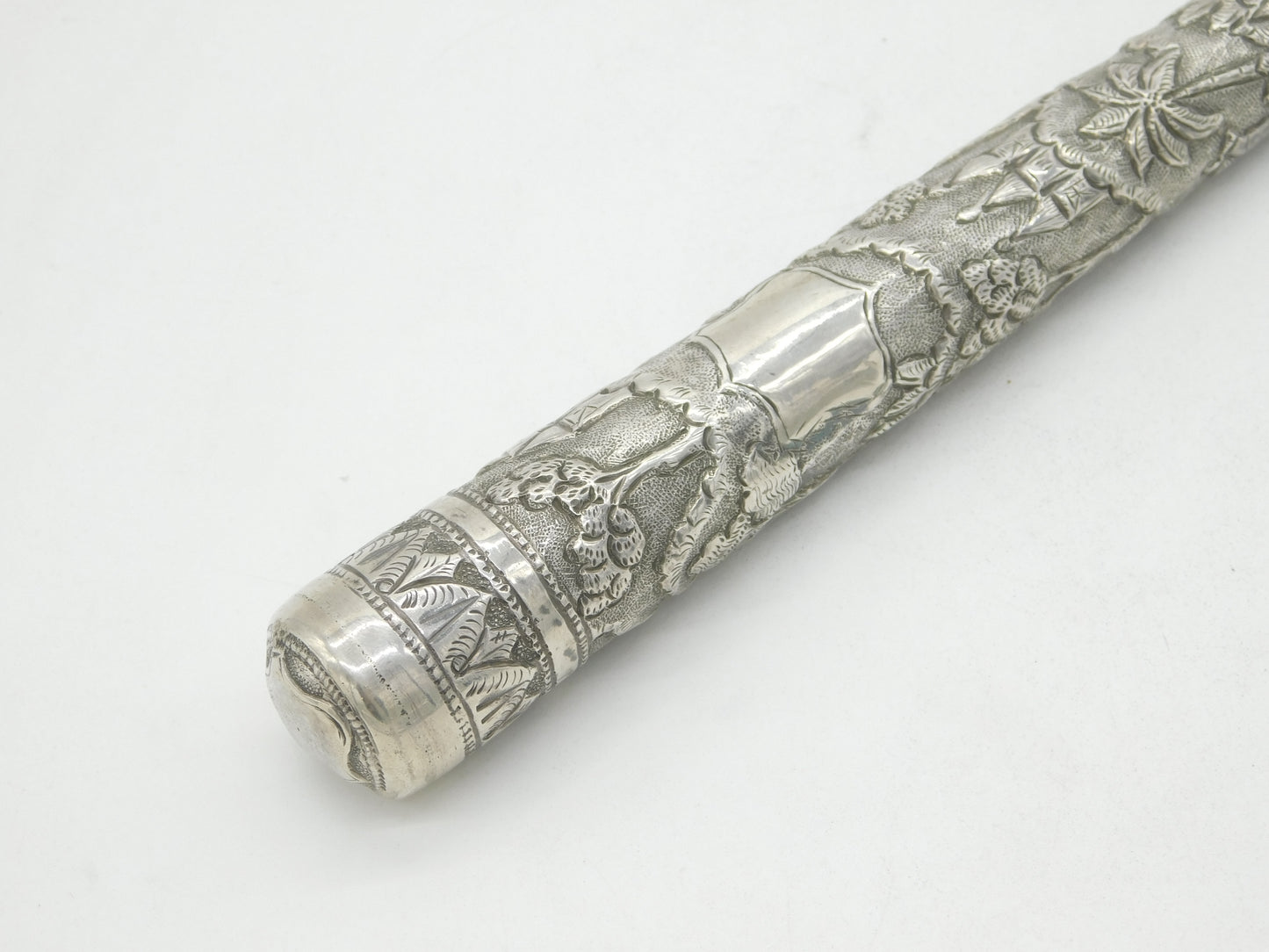 19th Century Anglo-Indian Colonial Sterling Silver Parasol or Fly Swat Handle Antique c1880