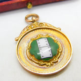 9ct Rose Gold & Enamel 'Dominoes Club' Fob Medal 1927 Chester Antique
