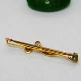 Edwardian 9ct Yellow Gold, Amethyst & Seed Pearl Floral Bar Brooch Antique