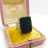 Large Sterling Silver Bloodstone Statement Signet Ring Antique c1920 Art Deco