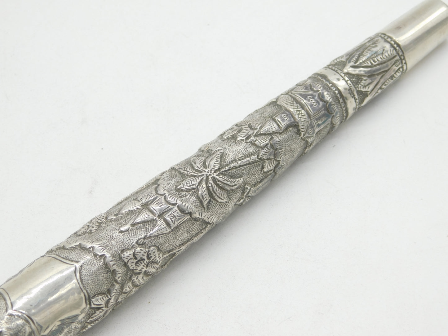 19th Century Anglo-Indian Colonial Sterling Silver Parasol or Fly Swat Handle Antique c1880