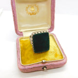 Large Sterling Silver Bloodstone Statement Signet Ring Antique c1920 Art Deco