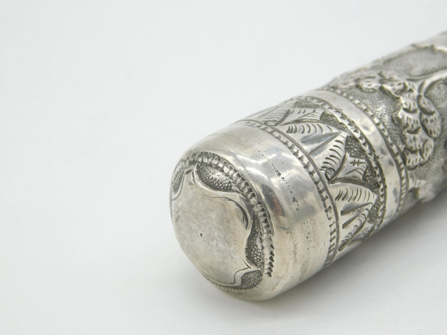 19th Century Anglo-Indian Colonial Sterling Silver Parasol or Fly Swat Handle Antique c1880