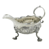 George II Sterling Silver Floral Pattern Sauce Boat Antique 1758 London