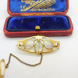 Murrle Bennett & Co. 15ct Gold & Water Opal Set Art Nouveau Brooch c1915