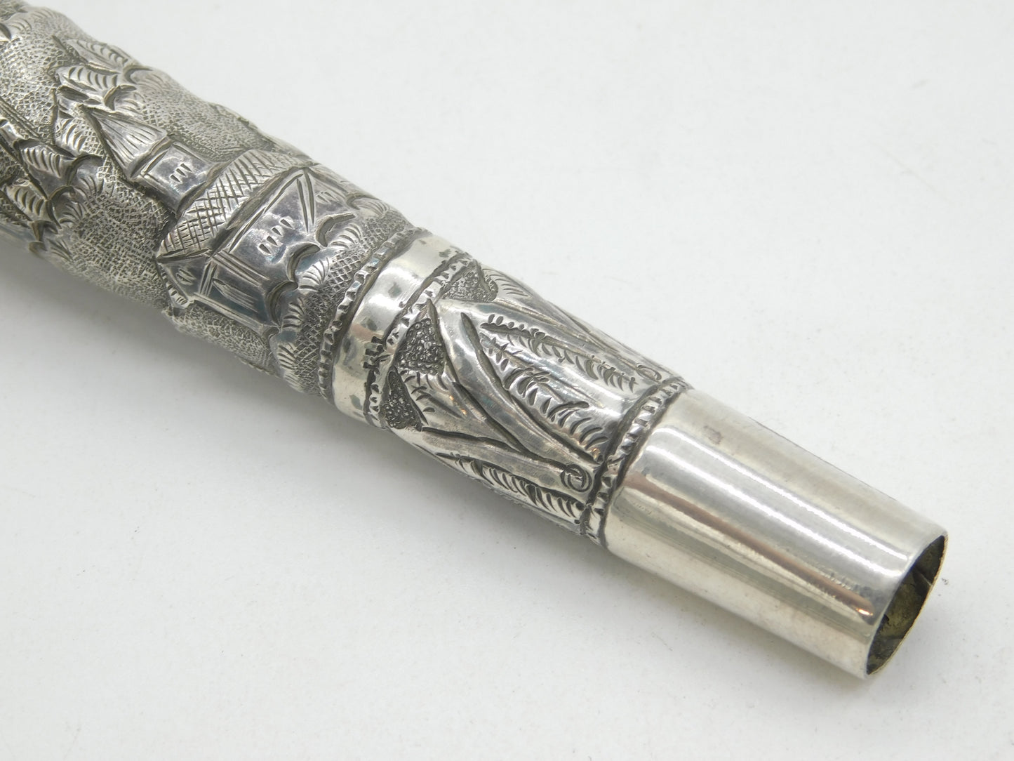 19th Century Anglo-Indian Colonial Sterling Silver Parasol or Fly Swat Handle Antique c1880