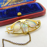 Murrle Bennett & Co. 15ct Gold & Water Opal Set Art Nouveau Brooch c1915