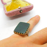 Large Sterling Silver Bloodstone Statement Signet Ring Antique c1920 Art Deco