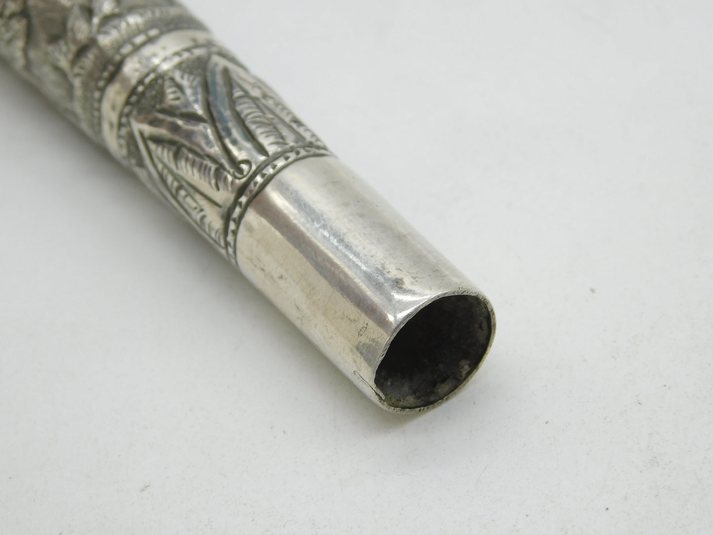 19th Century Anglo-Indian Colonial Sterling Silver Parasol or Fly Swat Handle Antique c1880