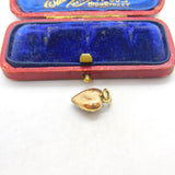 Victorian 9ct Gold Cased, Seed Pearl & Turquoise Heart Drop Pendant Antique