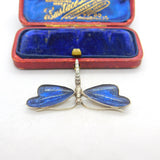 Sterling Silver Morpho Butterfly Wing Dragonfly Brooch Antique c1920 Art Deco