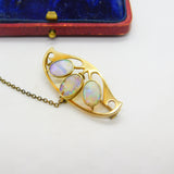 Murrle Bennett & Co. 15ct Gold & Water Opal Set Art Nouveau Brooch c1915