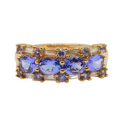 9ct Yellow Gold, Tanzanite & Spinel Set Dress Ring Vintage c1990 London