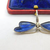 Sterling Silver Morpho Butterfly Wing Dragonfly Brooch Antique c1920 Art Deco