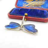 Sterling Silver Morpho Butterfly Wing Dragonfly Brooch Antique c1920 Art Deco