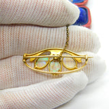 Murrle Bennett & Co. 15ct Gold & Water Opal Set Art Nouveau Brooch c1915