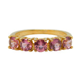 10ct Yellow Gold Five-Stone Pink Topaz Dress Ring Vintage c1990