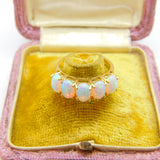 9ct Yellow Gold Five Stone Cabochon Opal Band Ring Vintage c1980