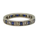 Art Deco 9ct White Gold, Sapphire & Spinel Eternity Ring Antique c1920s