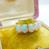 9ct Yellow Gold Five Stone Cabochon Opal Band Ring Vintage c1980