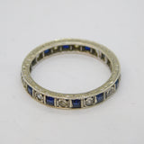 Art Deco 9ct White Gold, Sapphire & Spinel Eternity Ring Antique c1920s