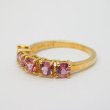 10ct Yellow Gold Five-Stone Pink Topaz Dress Ring Vintage c1990
