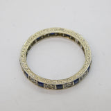 Art Deco 9ct White Gold, Sapphire & Spinel Eternity Ring Antique c1920s