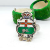 Canadian Large Sterling Silver Enamel Manitoba Signet Ring Antique c1930 Deco