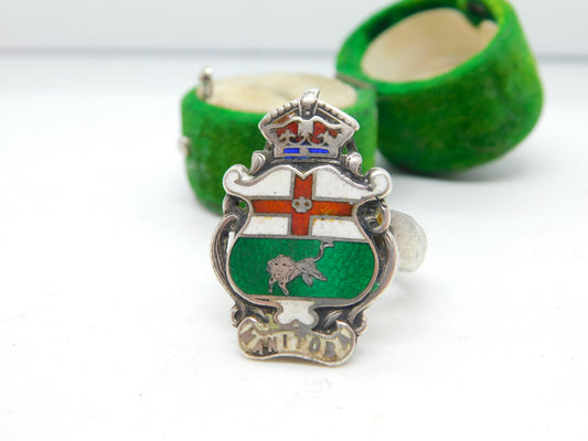 Canadian Large Sterling Silver Enamel Manitoba Signet Ring Antique c1930 Deco