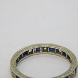 Art Deco 9ct White Gold, Sapphire & Spinel Eternity Ring Antique c1920s