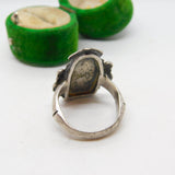 Canadian Large Sterling Silver Enamel Manitoba Signet Ring Antique c1930 Deco