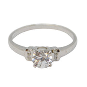 9ct White Gold & Brilliant Cut Spinel Solitaire Dress Ring Vintage c1990