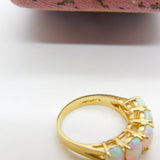 9ct Yellow Gold Five Stone Cabochon Opal Band Ring Vintage c1980