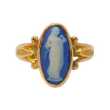Victorian 22ct Gold & 9ct Gold Wedgwood Jasperware Cameo Ring Antique