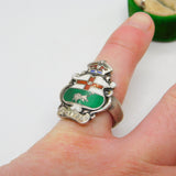 Canadian Large Sterling Silver Enamel Manitoba Signet Ring Antique c1930 Deco