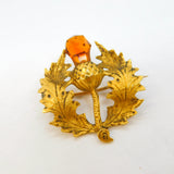 Victorian 15ct Yellow Gold Citrine Set Scottish Thistle Brooch Antique c1890