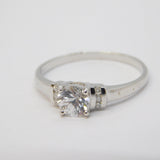 9ct White Gold & Brilliant Cut Spinel Solitaire Dress Ring Vintage c1990