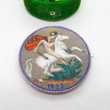 George IV Sterling Silver & Enamel Crown Coin Brooch Antique 1821